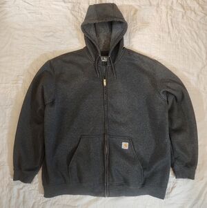 CARHARTT Hooded Jacket  2XL Loose Fit, Full Zip Hoodie, Cotton/Polyester,...
